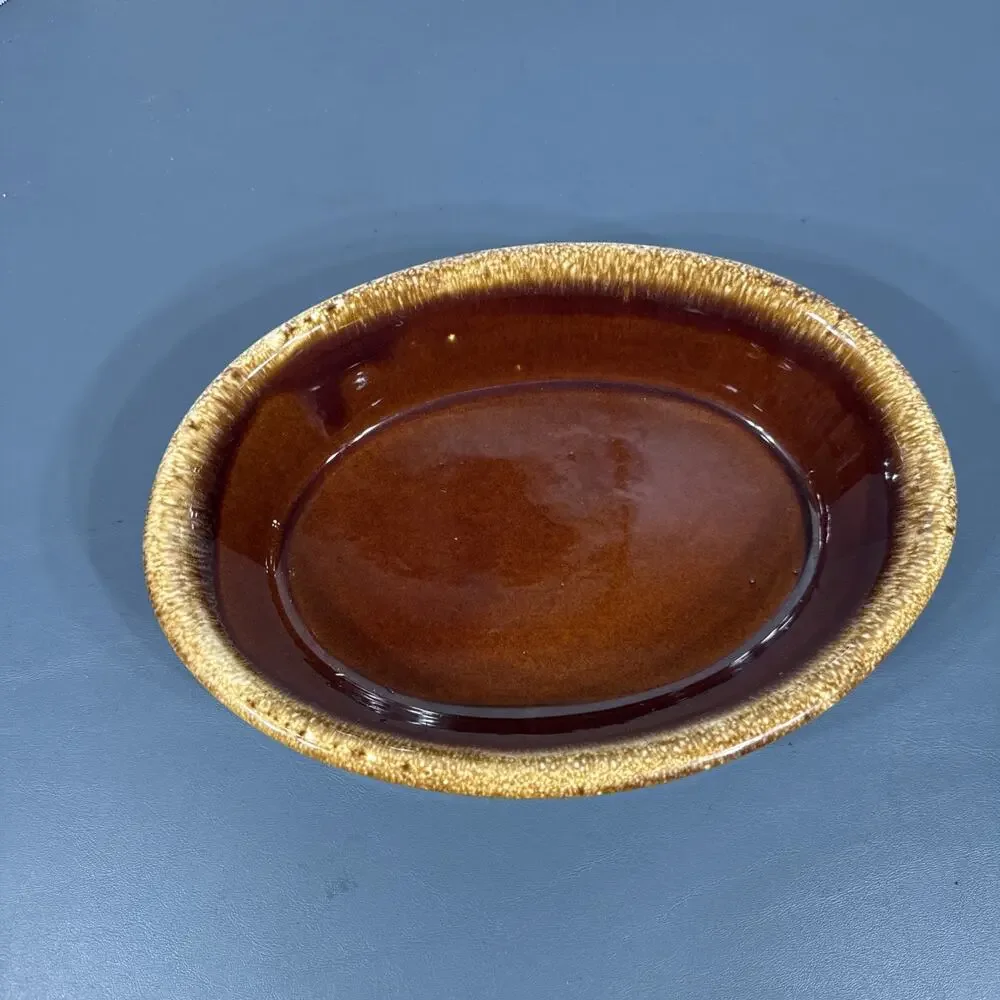 Hull Pottery Brown Drip Oval Bowl 9-3/4